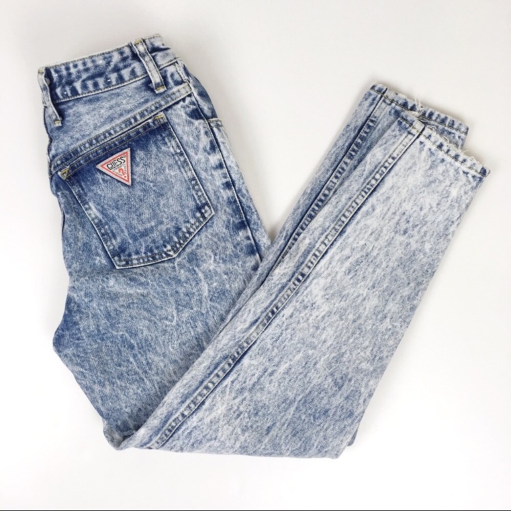 Guess acid wash mom jeans